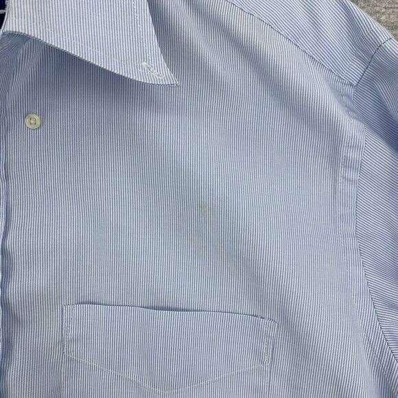 Club Room Shirt Mens 16.5 Blue Striped Button Up Long Sleeve Pinpoint Collared - Picture 8 of 12